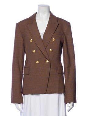 A.L.C. Brown Plaid Blazer with Gold Buttons NWT wool blend size 8 medium